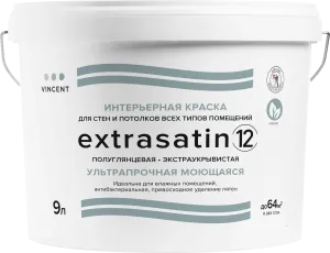 VINCENT EXTRASATIN 12 / ВИНСЕНТ ЭКСТРАСАТИН 12 краска интерьерная полуглянцевая