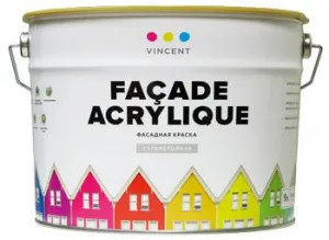 VINCENT FACADE ACRYLIQUE F 2 / ВИНСЕНТ ФАСАД АКРИЛИКЕ Ф 2 краска фасадная, суперстойкая, матовая