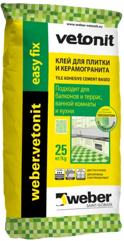 weber.vetonit Easy Fix / Ветонит Изи Фикс клей для плитки и керамогранита