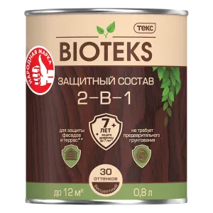 BIOTEKS / БИОТЕКС защитный состав 2 в 1 лессирующий антисептик для деревянных фасадов