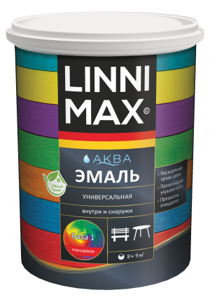 LINNIMAX / ЛИННИМАКС аква эмаль акриловая универсальная атмосферостойкая для вн/нар глянцевая