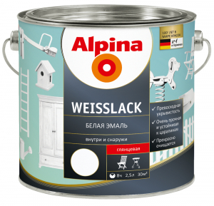 Alpina Weisslack / Альпина Вайслак эмаль белая, глянцевая