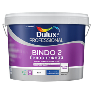 DULUX BINDO 2 БЕЛОСНЕЖНАЯ / ДЮЛАКС БИНДО 2 БЕЛОСНЕЖНАЯ краска для потолков и стен глубокоматовая